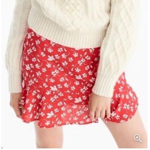 J.Crew Ruffle Hem Floral Floral Poppy mini skirt